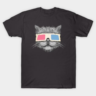 3d Glass retro Cat T-Shirt